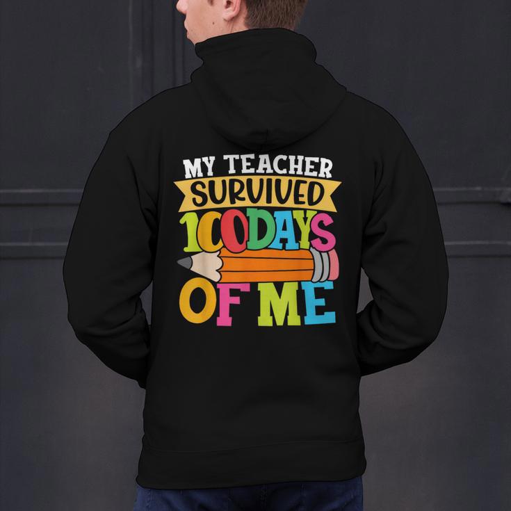 My Teacher Survived 100 Days Of Me 100th Day Of School Kids Men's Hoodie Back Print, gift for family, gift for coworker