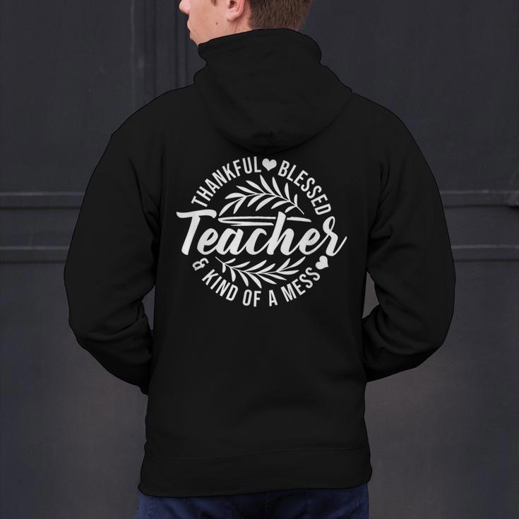 Teacher Thankful Blessed & Kind Of A Mess Hearts Cute Men's Hoodie Back Print, gift for family, gift for coworker Teacher Thankful Blessed & Kind Of A Mess Hearts Cute Men's Hoodie Back Print, gift for family, gift for coworker