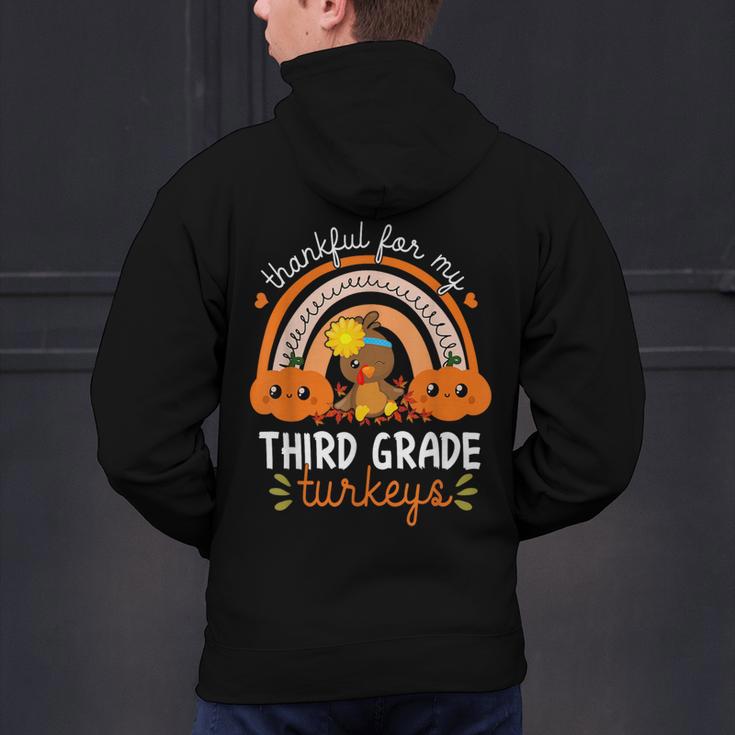 Teacher Thanksgiving Thankful For My Third Grade Turkeys Men's Hoodie Back Print, gift for family, gift for coworker