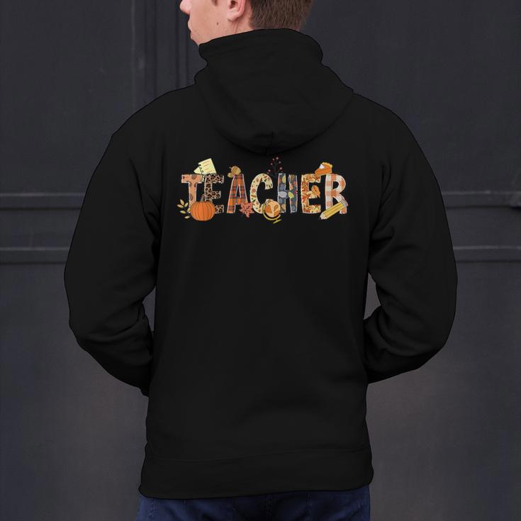 Teacher Thanksgiving Women Autumn Fall Halloween Pumpkin Tee Men's Hoodie Back Print, gift for family, gift for coworker