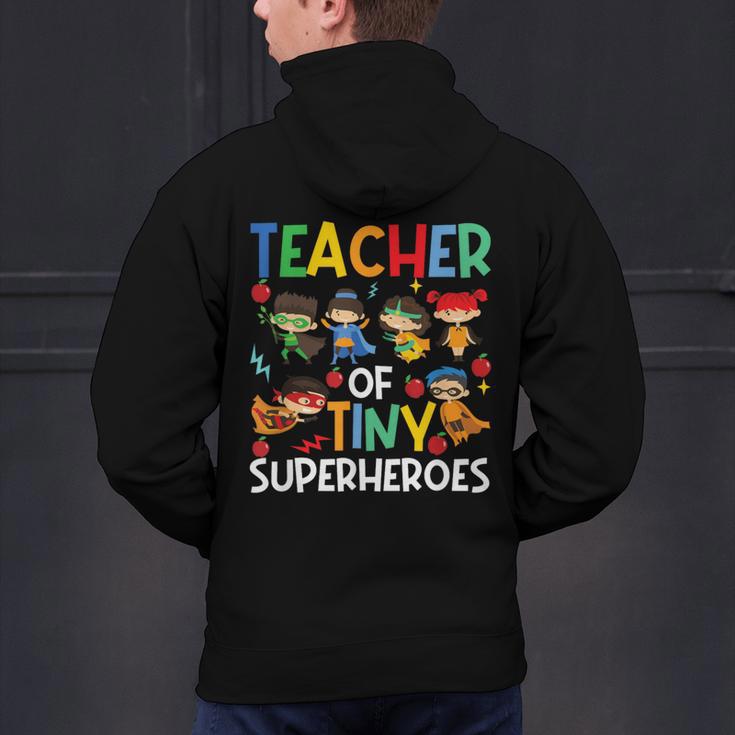 Teacher Of Tiny Superheroes Teach 100th Day Of School Men Women Girls Kids Men's Hoodie Back Print, gift for family, gift for coworker
