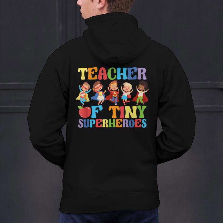 Teacher Of Tiny Superheroes Teach 100th Day Of School Men's Hoodie Back Print, gift for family, gift for coworker Teacher Of Tiny Superheroes Teach 100th Day Of School Men's Hoodie Back Print, gift for family, gift for coworker