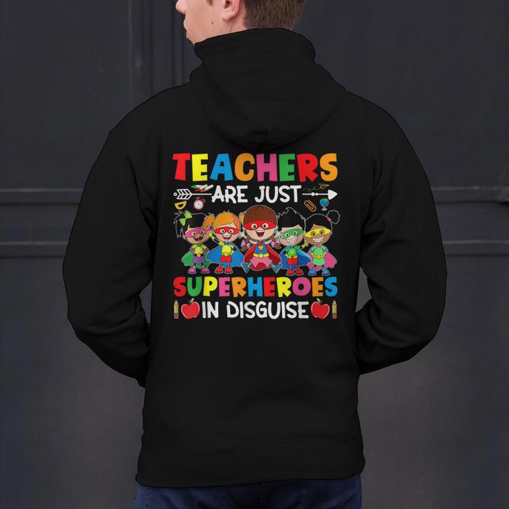 Teachers Are Just Superheroes In Disguise Back To School Men's Hoodie Back Print, gift for family, gift for coworker