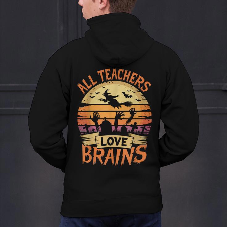 All Teachers Love Brains Halloween Teacher Men's Hoodie Back Print, gift for family, gift for coworker All Teachers Love Brains Halloween Teacher Men's Hoodie Back Print, gift for family, gift for coworker