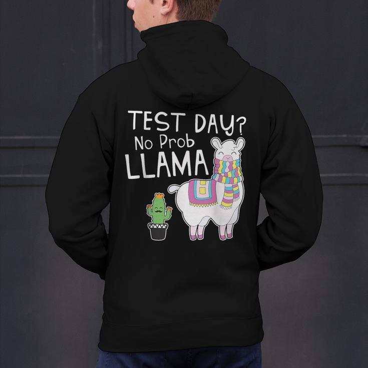 Teachers Testing Day Test Day No Prob Llama Teacher Men's Hoodie Back Print, gift for family, gift for coworker