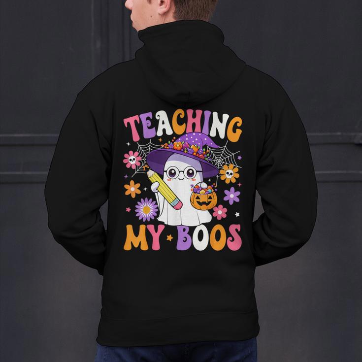 Teaching My Boos Teacher Ghost Teach Halloween Teacher Men's Hoodie Back Print, gift for family, gift for coworker