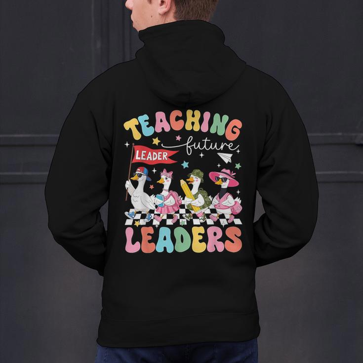 Teaching Future Leaders Groovy Teacher Back To School Men's Hoodie Back Print, Future Teacher Hoodies, Groovy Teacher Hoodies, gift for family, gift for coworker