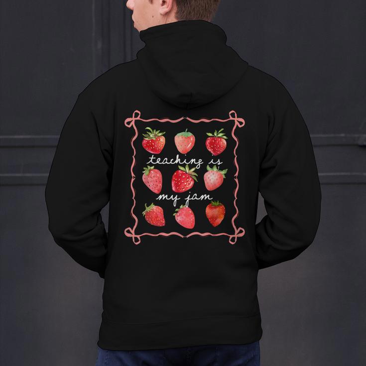 Teaching Is My Jam Strawberry Kinder Team Teacher Men's Hoodie Back Print, gift for family, gift for coworker Teaching Is My Jam Strawberry Kinder Team Teacher Men's Hoodie Back Print, gift for family, gift for coworker
