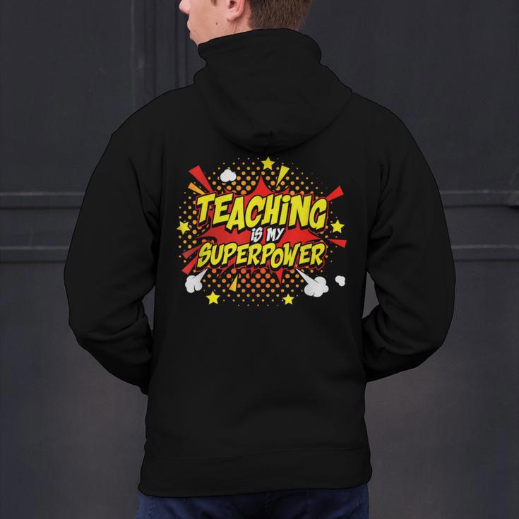 Teaching Is My Superpower Retro Comic Teacher Men's Hoodie Back Print, gift for family, gift for coworker Teaching Is My Superpower Retro Comic Teacher Men's Hoodie Back Print, gift for family, gift for coworker
