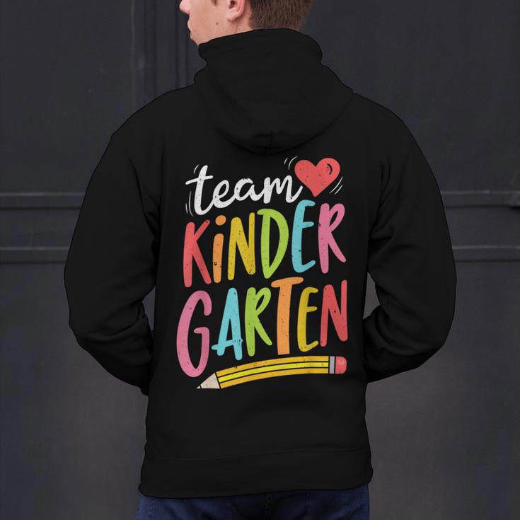 Team Kindergarten Teacher Student Back To School Men's Hoodie Back Print, gift for family, gift for coworker