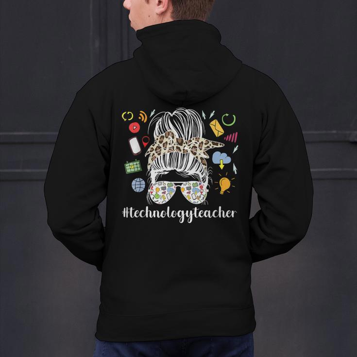 Technology Teacher Messy Bun Technology Teaching Men's Hoodie Back Print, gift for family, gift for coworker Technology Teacher Messy Bun Technology Teaching Men's Hoodie Back Print, gift for family, gift for coworker