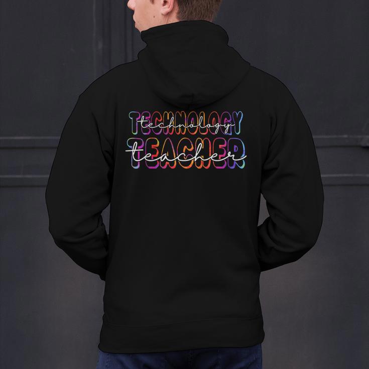 Technology Teacher Student First Day Back To School Tie Dye For Men Women Girls Kids Men's Hoodie Back Print, gift for family, gift for coworker