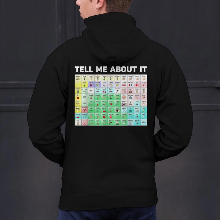 Tell Me About It Speech Language Pathology AAC Sped Teacher Men's Hoodie Back Print, gift for family, gift for coworker Tell Me About It Speech Language Pathology AAC Sped Teacher Men's Hoodie Back Print, gift for family, gift for coworker