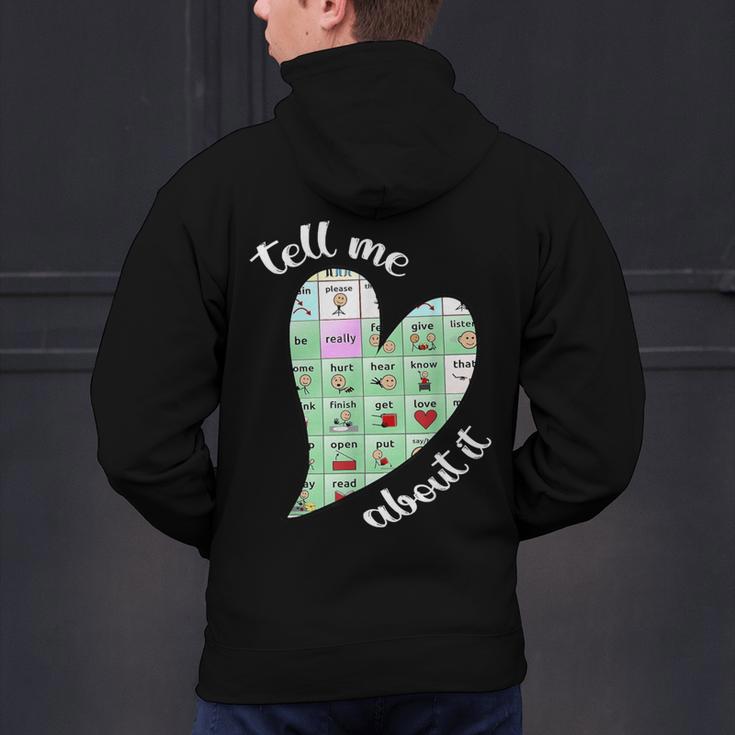 Tell Me About It Speech Pathology Aac Sped Teacher Men's Hoodie Back Print, gift for family, gift for coworker Tell Me About It Speech Pathology Aac Sped Teacher Men's Hoodie Back Print, gift for family, gift for coworker
