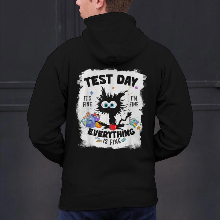 Test Day Stressed Cat Teacher Student Kids Testing Day Men's Hoodie Back Print, gift for family, gift for coworker