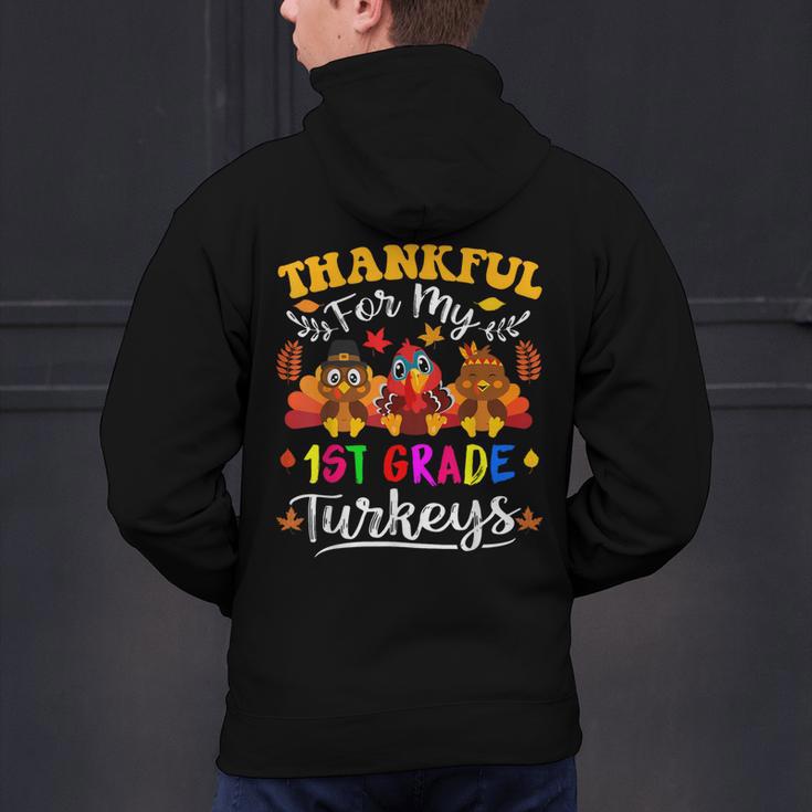 Thankful For My 1st Grade Turkeys Thanksgiving Teacher Fall Men's Hoodie Back Print, gift for family, gift for coworker