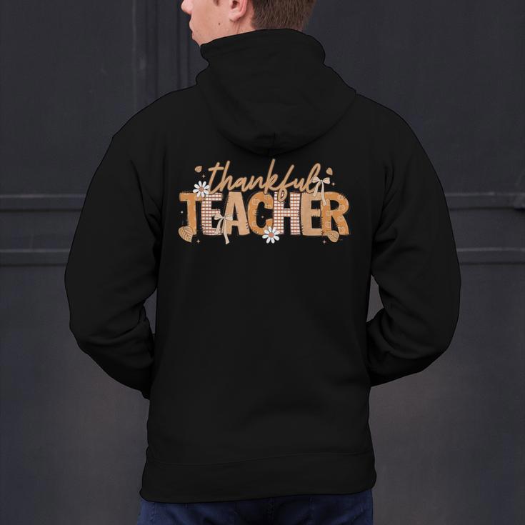 Thankful Teacher Autumn Fall Teacher Thanksgiving Youth Men's Hoodie Back Print, gift for family, gift for coworker