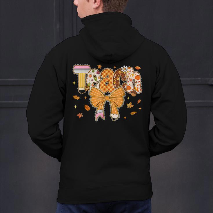 Thanksgiving Teacher Pencil Bow One Thankful Teacher Fall Men's Hoodie Back Print, gift for family, gift for coworker Thanksgiving Teacher Pencil Bow One Thankful Teacher Fall Men's Hoodie Back Print, gift for family, gift for coworker