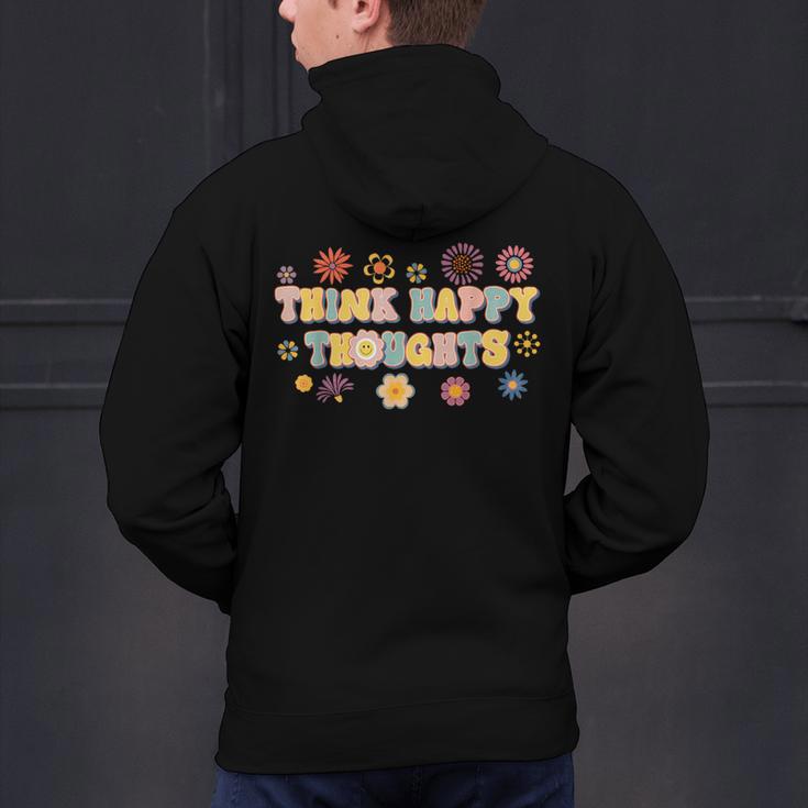 Think Happy Thoughts Teens Spring Positive Message Teachers For Men Women Girls Kids Men's Hoodie Back Print, gift for family, gift for coworker