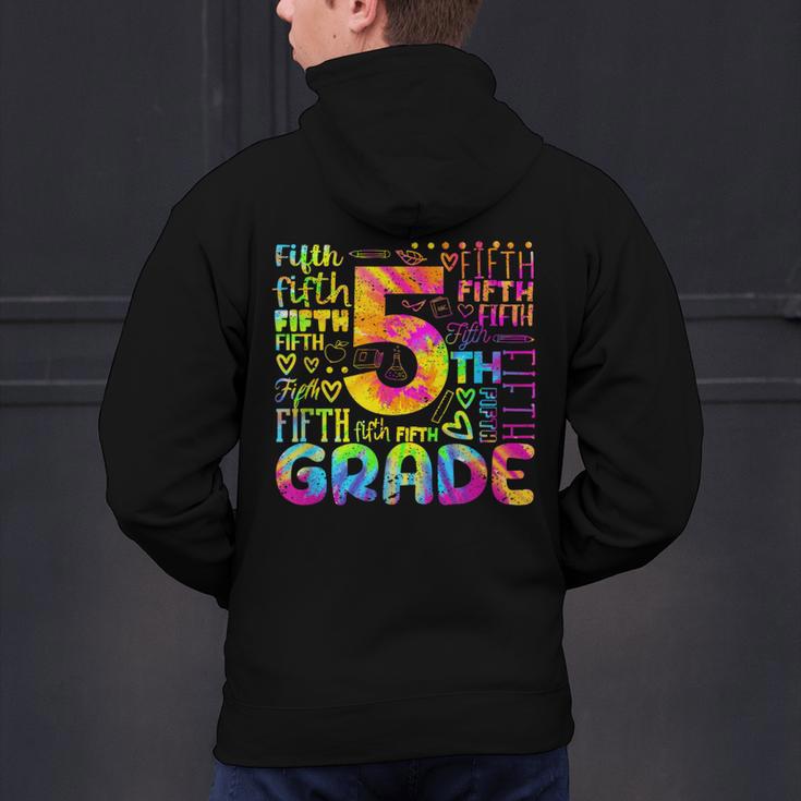 Tie Dye 5th Grade Typography Team Fifth Grade Teacher For Men Women Girls Kids Men's Hoodie Back Print, gift for family, gift for coworker