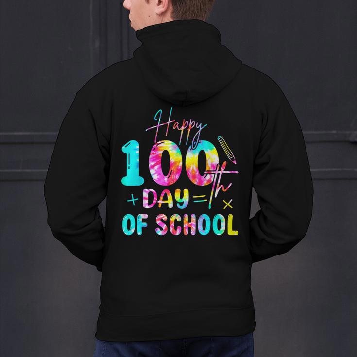 Tie Dye Happy 100th Day Of School Teacher Student 100 Days Men's Hoodie Back Print, gift for family, gift for coworker