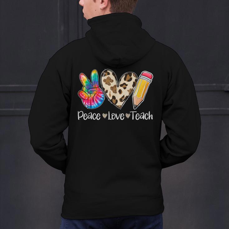 Tie Dye Hippie Peace Love Teach Teacher Appreciation Men's Hoodie Back Print, gift for family, gift for coworker Tie Dye Hippie Peace Love Teach Teacher Appreciation Men's Hoodie Back Print, gift for family, gift for coworker