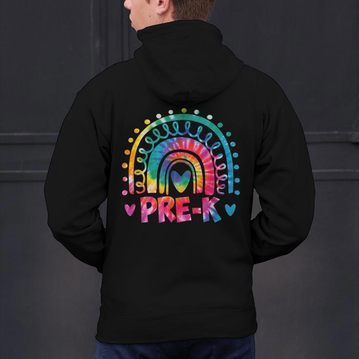 Tie Dye Prek Teacher Rainbow Preschool Back To School Girl Men's Hoodie Back Print, gift for family, gift for coworker Tie Dye Prek Teacher Rainbow Preschool Back To School Girl Men's Hoodie Back Print, gift for family, gift for coworker