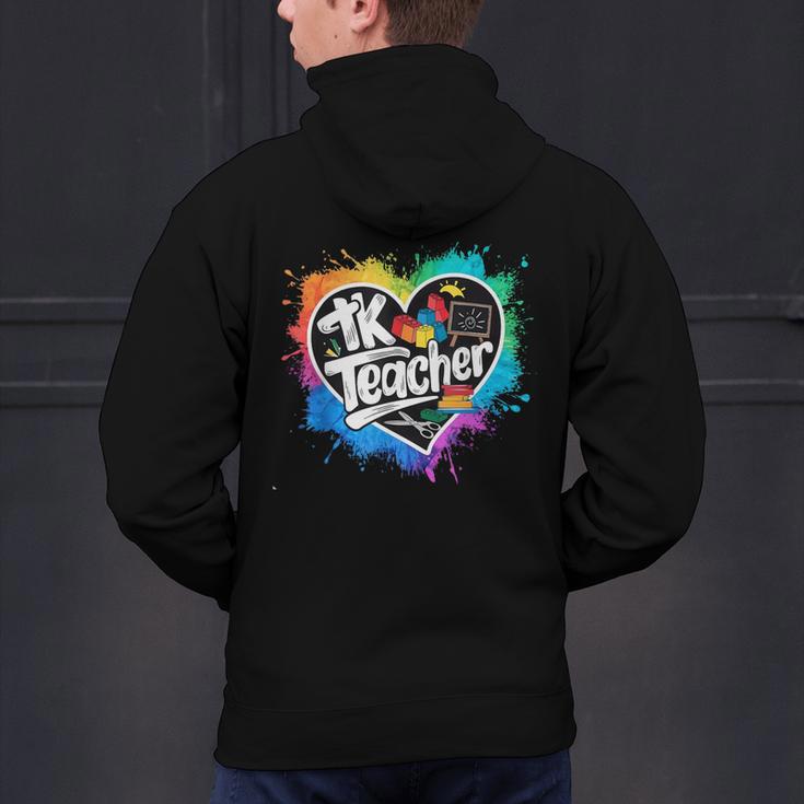 TK Teacher Transitional Kindergarten Heart Back To School Men's Hoodie Back Print, gift for family, gift for coworker