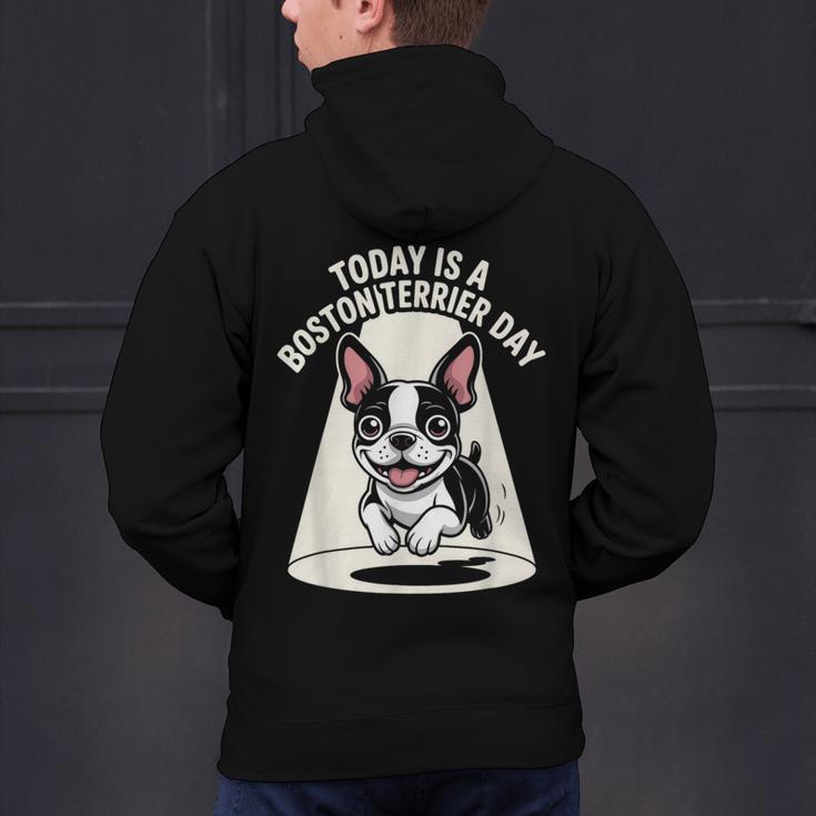 Today Is A Boston Terrier Day Cute Dog Lover Cartoon Men's Hoodie Back Print, gift for family, gift for coworker