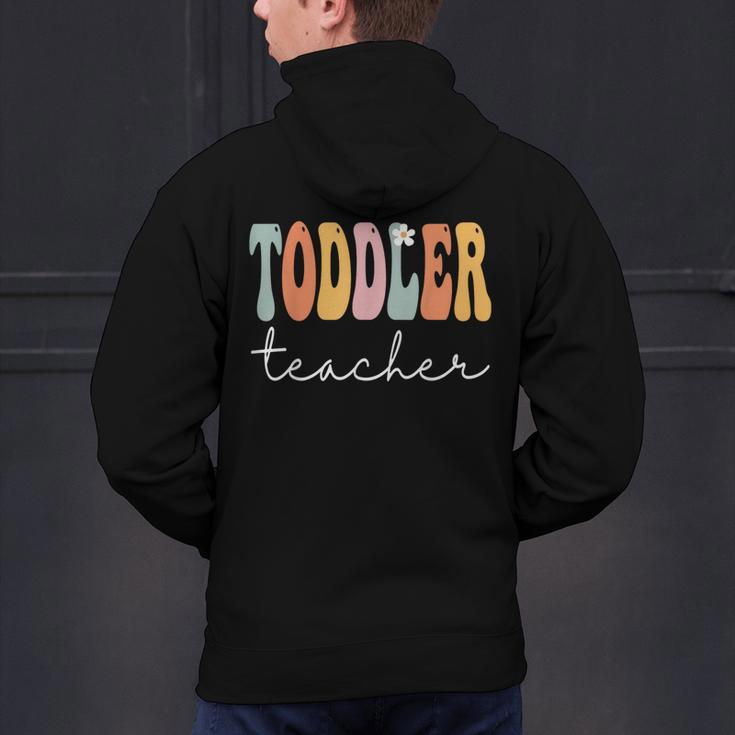 Toddler Teacher Retro Groovy Women Happy First Day Of School Men's Hoodie Back Print, Groovy Teacher Hoodies, gift for family, gift for coworker Toddler Teacher Retro Groovy Women Happy First Day Of School Men's Hoodie Back Print, Groovy Teacher Hoodies, gift for family, gift for coworker