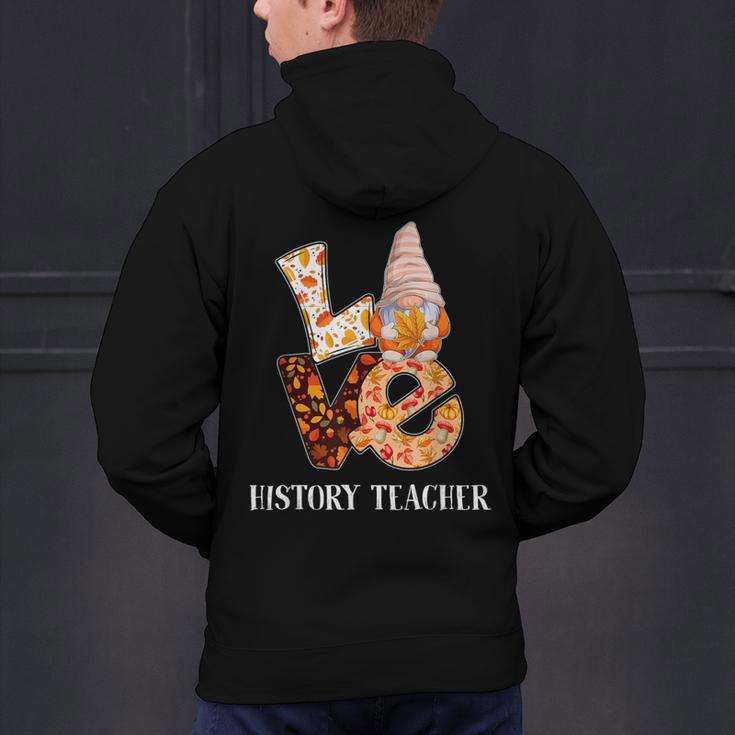 History Teacher Love Autumn Fall Gnome For Teachers For Men Women Men's Hoodie Back Print, History Teacher Hoodies, gift for family, gift for coworker