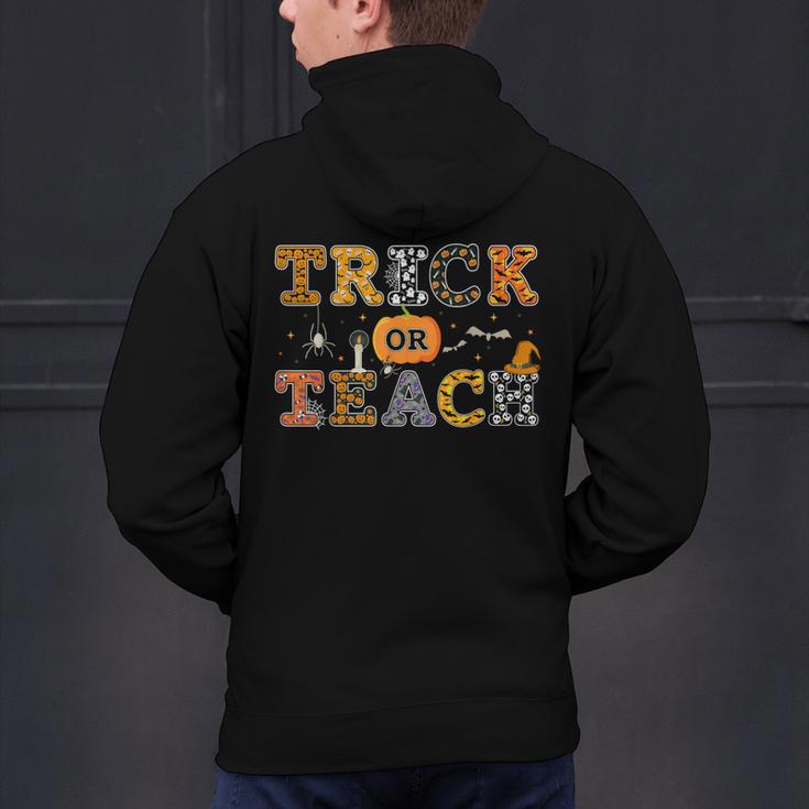 Trick Or Teach Funny School Teacher Halloween Costume Men's Hoodie Back Print, gift for family, gift for coworker