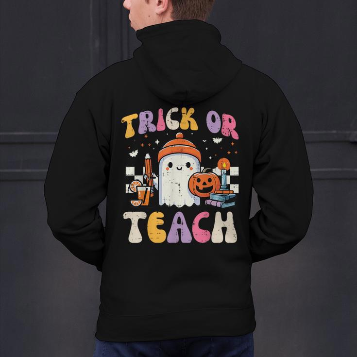 Trick Or Teach Ghost Teacher School Halloween Men Women Men's Hoodie Back Print, gift for family, gift for coworker