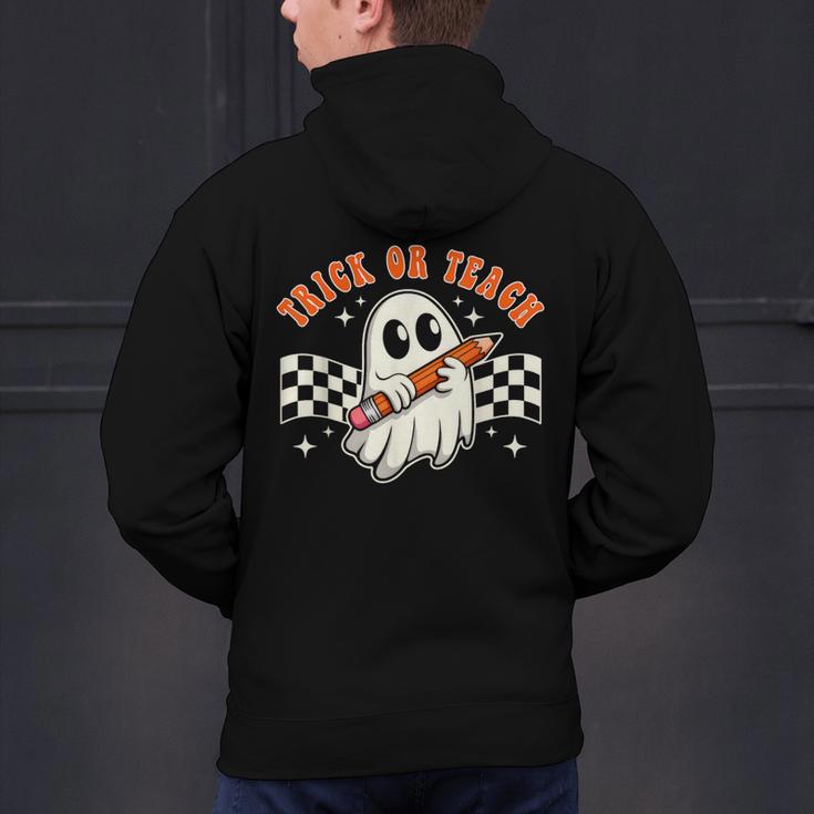 Trick Or Teach Groovy Retro Ghost Halloween Teacher Kids Men's Hoodie Back Print, Groovy Teacher Hoodies, gift for family, gift for coworker Trick Or Teach Groovy Retro Ghost Halloween Teacher Kids Men's Hoodie Back Print, Groovy Teacher Hoodies, gift for family, gift for coworker