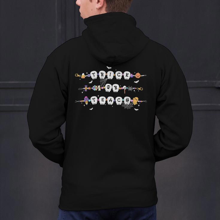 Trick Or Teach Spooky Teacher Happy Halloween Bracelet Men's Hoodie Back Print, gift for family, gift for coworker