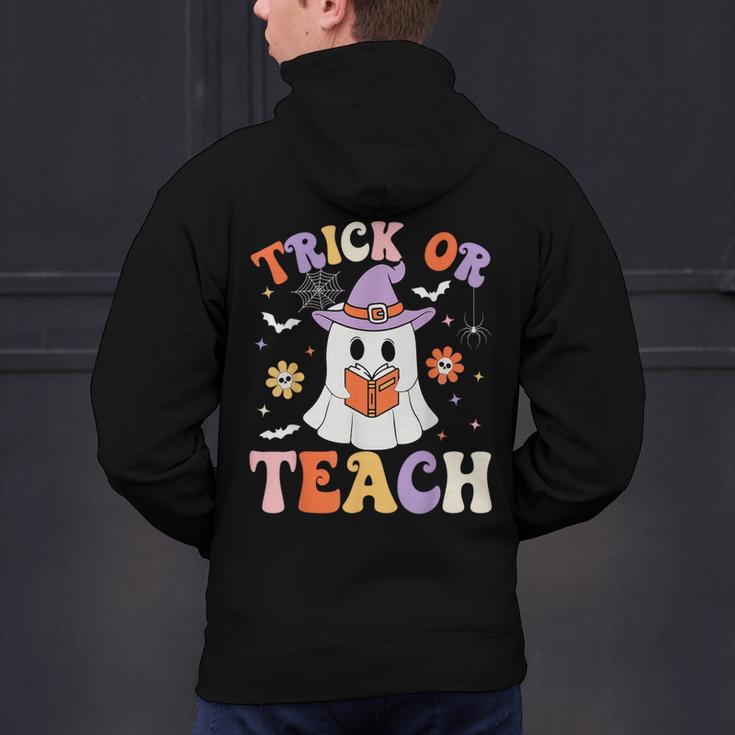 Trick Or Teach Teacher Groovy Ghost Halloween Teacher Men's Hoodie Back Print, Groovy Teacher Hoodies, gift for family, gift for coworker Trick Or Teach Teacher Groovy Ghost Halloween Teacher Men's Hoodie Back Print, Groovy Teacher Hoodies, gift for family, gift for coworker