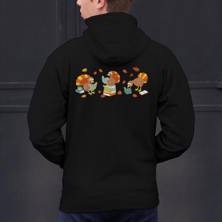 Turkey Reading Books Fall Thanksgiving Teacher Book Lovers Men's Hoodie Back Print, gift for family, gift for coworker Turkey Reading Books Fall Thanksgiving Teacher Book Lovers Men's Hoodie Back Print, gift for family, gift for coworker