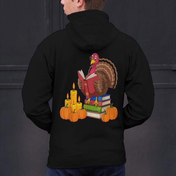 Turkey Reading Books Fall Thanksgiving Teacher Book Men's Hoodie Back Print, gift for family, gift for coworker Turkey Reading Books Fall Thanksgiving Teacher Book Men's Hoodie Back Print, gift for family, gift for coworker