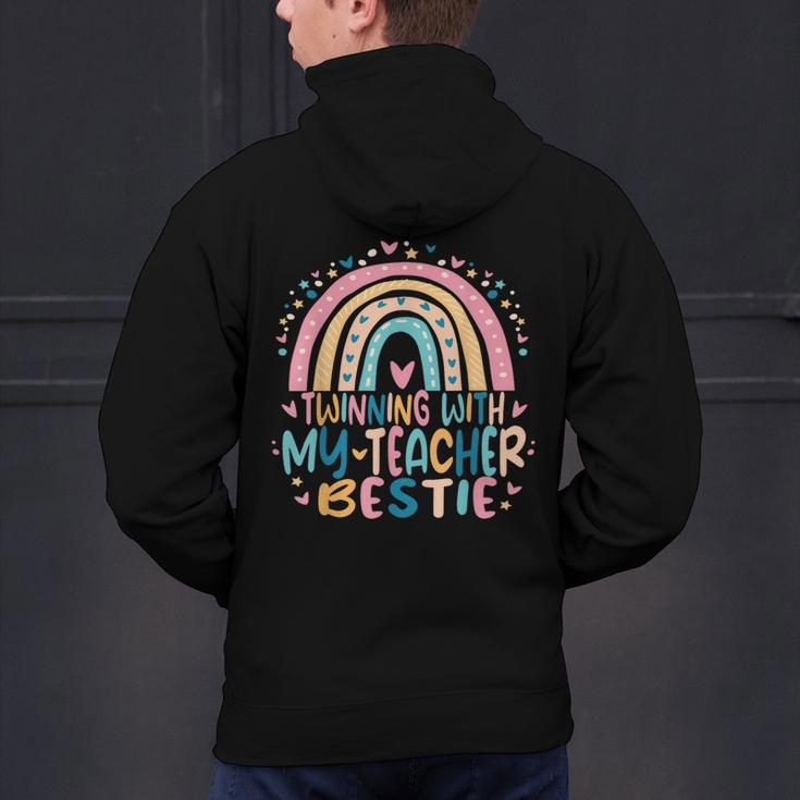 Twinning With My Teacher Bestie Rainbow Matching Teachers Men's Hoodie Back Print, gift for family, gift for coworker