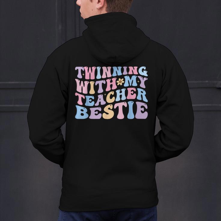 Twinning With My Teacher Bestie Teaching Partner Men's Hoodie Back Print, gift for family, gift for coworker Twinning With My Teacher Bestie Teaching Partner Men's Hoodie Back Print, gift for family, gift for coworker