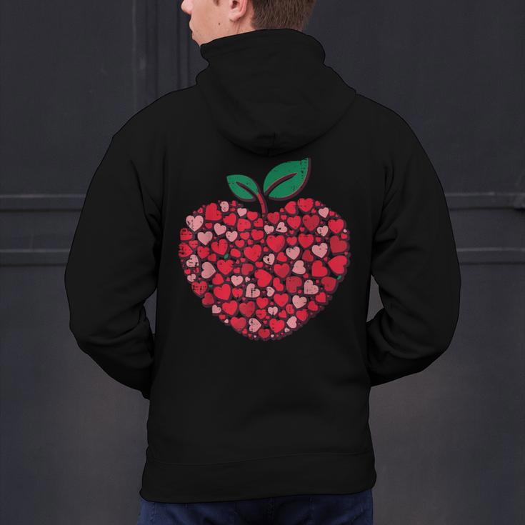 Valentines Day Teacher Hearts Apple Love Teach Women Men Men's Hoodie Back Print, gift for family, gift for coworker