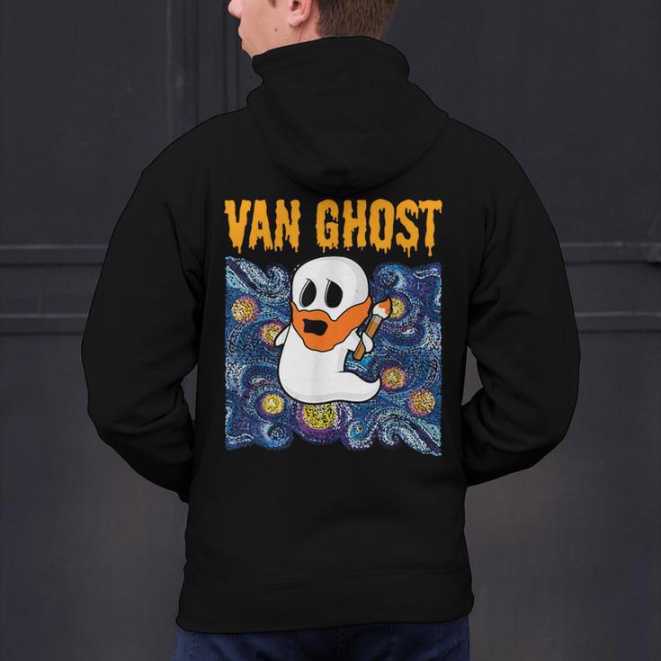 Van Ghost Art Teacher Halloween Van Gogh Starry Night Men's Hoodie Back Print, gift for family, gift for coworker