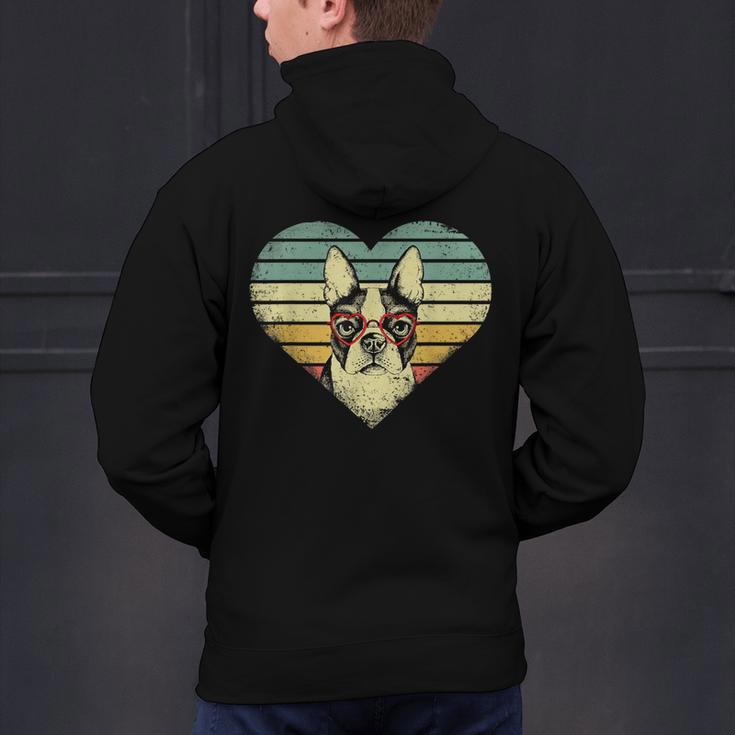 Vintage American Boston Terrier Lovers Valentine's Day Men's Hoodie Back Print, American Boston Terrier Hoodies, gift for family, gift for coworker