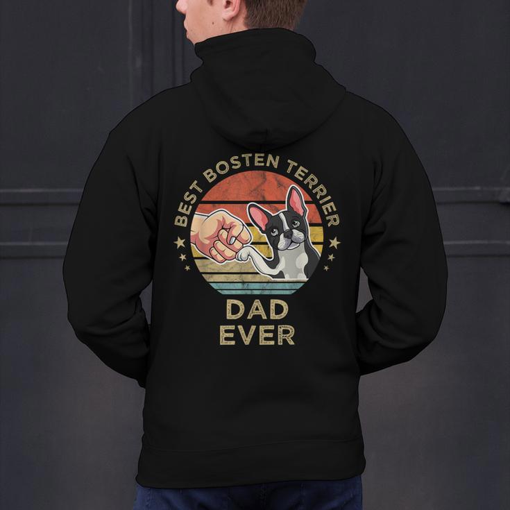 Vintage Best Boston Terrier Dad Ever Dog Father Father's Day Men Girls Kids Men's Hoodie Back Print, Boston Terrier Dad Hoodies, gift for family, gift for coworker