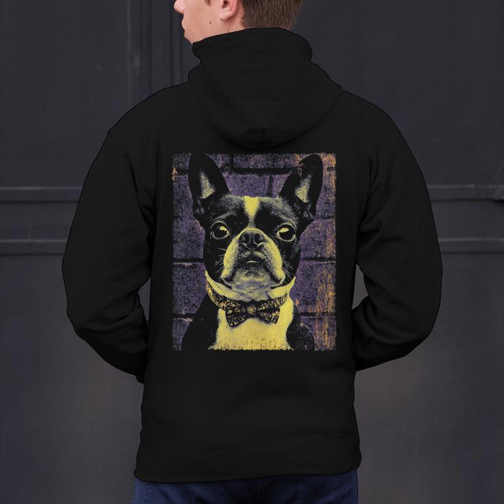 Vintage Boston Terrier Dog Men's Hoodie Back Print, gift for family, gift for coworker