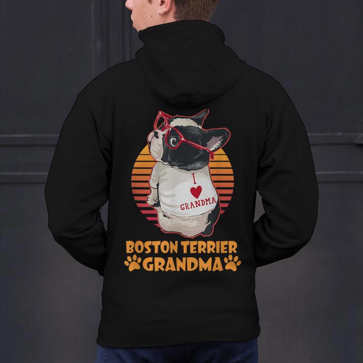 Vintage Boston Terrier Grandma Wear Sunglasses Dog Lover Men Women Girls Kids Men's Hoodie Back Print, gift for family, gift for coworker