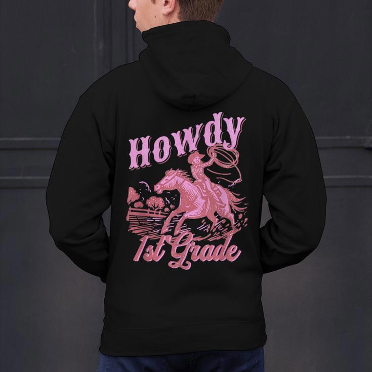 Vintage Howdy First Grade Cowgirl Teacher Western School Men's Hoodie Back Print, First Grade Teacher Hoodies, gift for family, gift for coworker Vintage Howdy First Grade Cowgirl Teacher Western School Men's Hoodie Back Print, First Grade Teacher Hoodies, gift for family, gift for coworker