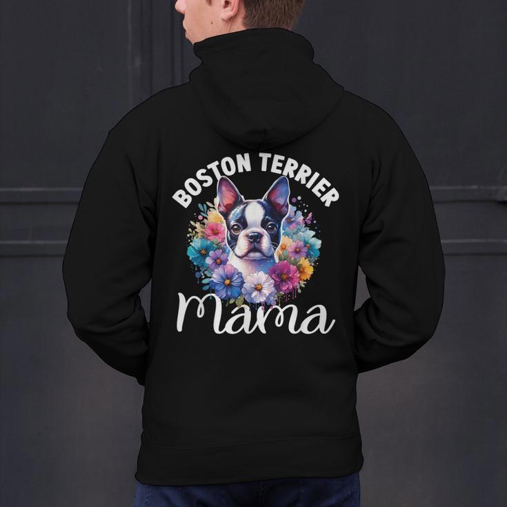 Watercolor Floral Boston Terrier Mama Dog Lover Mother's Day For Men Women Girls Kids Men's Hoodie Back Print, gift for family, gift for coworker