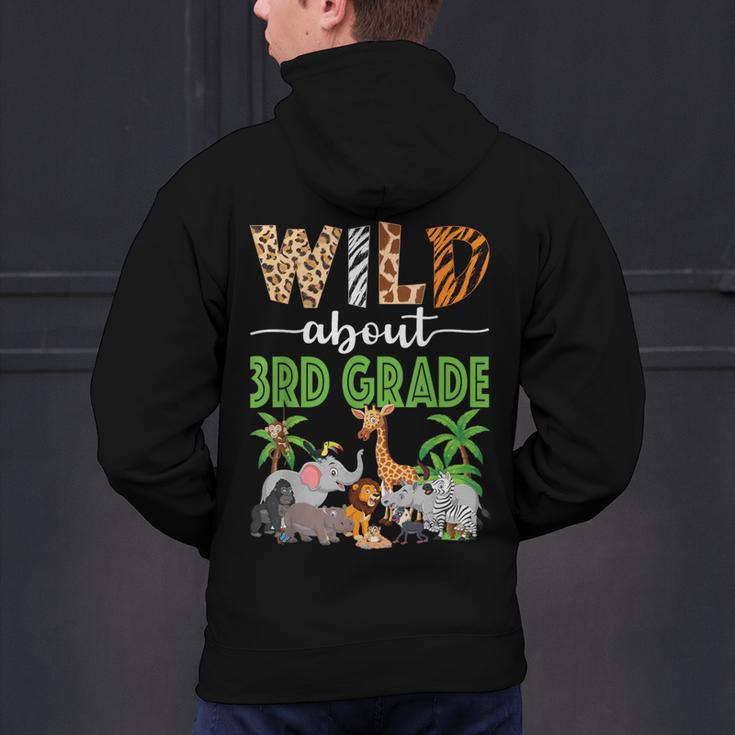 Wild About 3rd Grade Teacher Student Third Grade Zoo Safari Men's Hoodie Back Print, gift for family, gift for coworker
