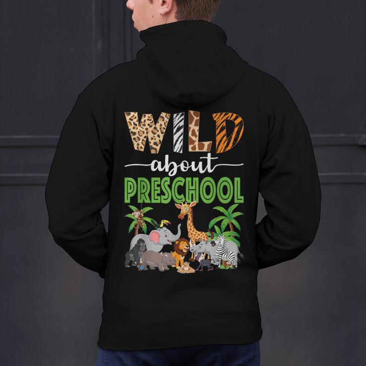 Wild About Preschool Teacher Student Preschool Zoo Safari Men's Hoodie Back Print, gift for family, gift for coworker Wild About Preschool Teacher Student Preschool Zoo Safari Men's Hoodie Back Print, gift for family, gift for coworker